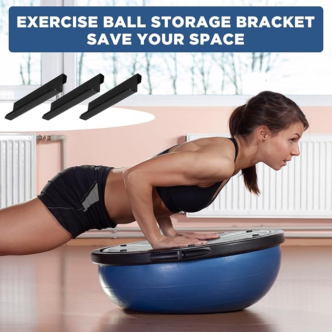 Beeveer Exercise Ball Wall Mount Storage Bracket Yoga Ball Holder Balance Trainer Storage Holder for Home Gym Studios