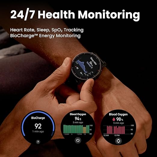 Amazfit Active Max Smart Watch 1.5" AMOLED Display, 25-Day Battery, Offline Maps, GPS, 4GB Storage, 170+ Sport Modes, 5 ATM Water Resistant, Heart Rate & Sleep Fitness Tracker for Android & iPhone