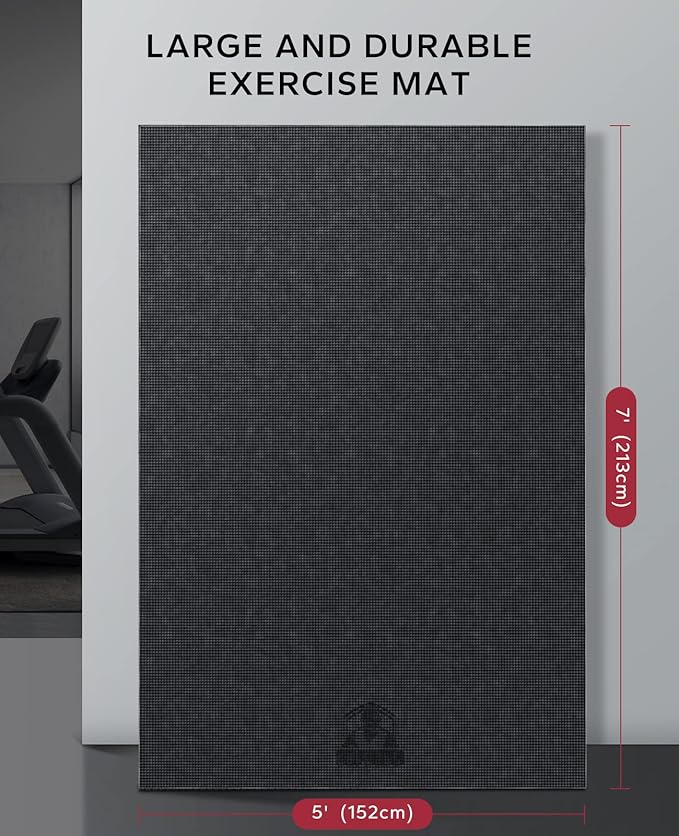 HAPBEAR Large Exercise Mat-7'x5'/6'x8'/6'x9'/6'x10'/6'x12'x8mm(1/3"),Non-Slip, Ultra Durable, Thick Workout Mat for Home Gym Flooring Cardio, Yoga for Fitness, High-Density, Shoes-Friendly