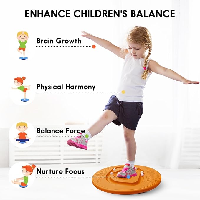 Kids Maze Balance Board - Wobble Trainer for Ski Surf Snowboard, Non-Slip Sensory Rocker Ages 3-12, Core Therapy & Skate Prep