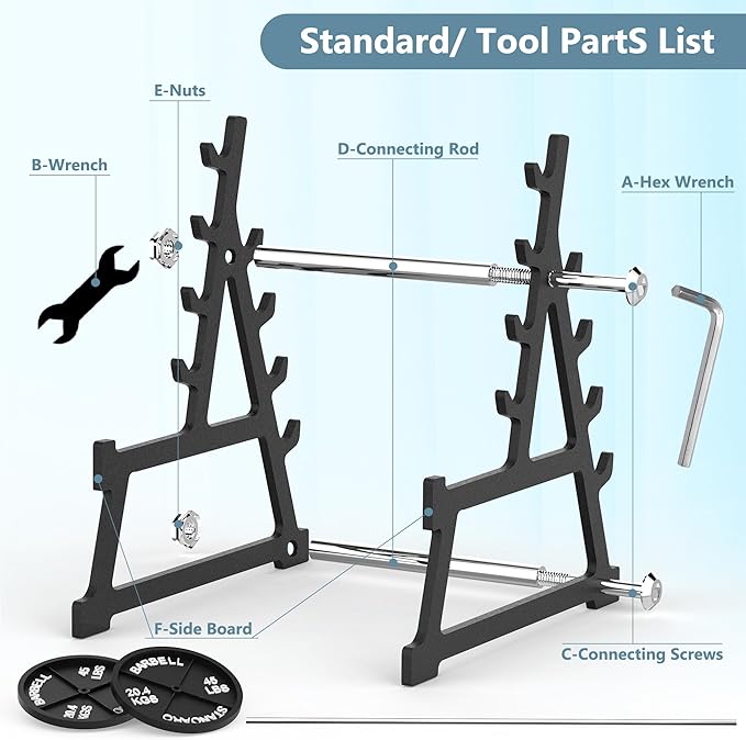 Metal Squat Rack Pen Holder with 8 Slots Mini Metal Barbell & Plastic Weight Blocks Holder Mini Barbell Desk Toy Funny Office Decor for Men Women Cool Pen Holder Gifts for Men (Black)