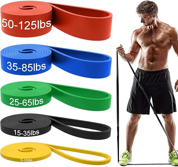 Resistance Bands, Pull Up Assist Bands - Workout Bands, Eexercise Bands, Long Resistance Bands Set for Working Out, Fitness, Training, Physical Therapy for Men Women