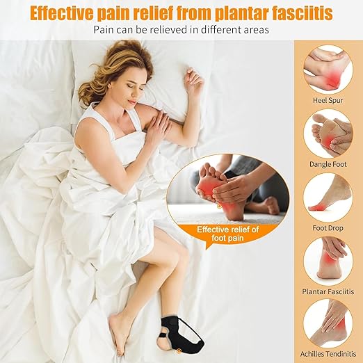 Plantar Fasciitis Night Splint Sock Upgraded Plantar Fasciitis Brace for Women Men with Arch Support for Achilles Tendonitis Foot Drop Heel Spur Pain Relief Black (Medium)