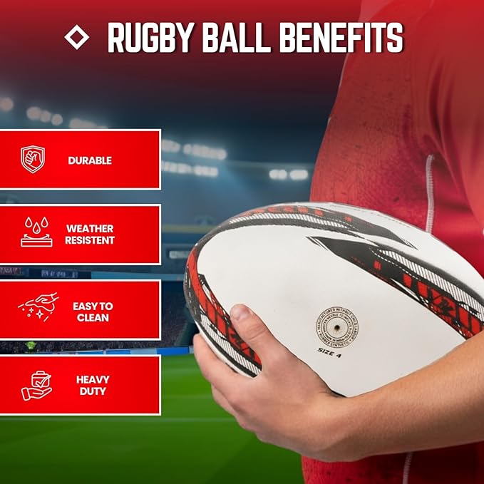 LUCA Rugby Ball Youth and Adult Sizes 3, 4 & 5 - Hand Stitched Super Grip Training Ball - Durable 3-Ply Waterproof Surface for College & Club Practice
