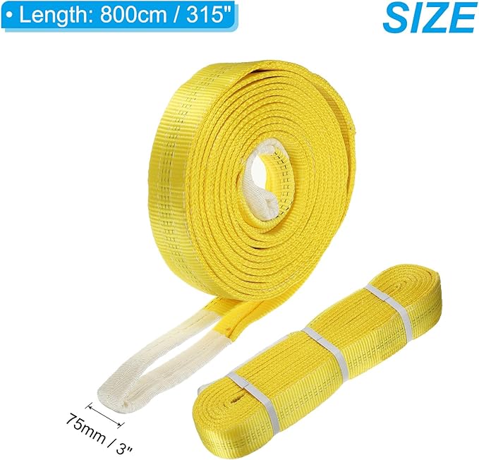 PATIKIL Lifting Slings Straps, 1 Pcs Polyester 26ft Heavy Web Slings Duty Flat Lifting Belts Pull Lifting Straps Slings Mount(6613lbs), Yellow