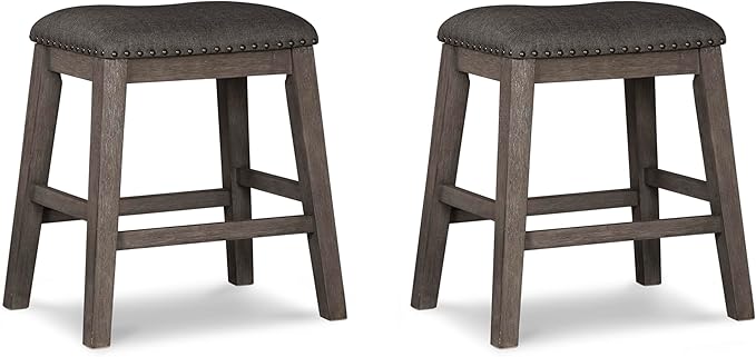 Signature Design by Ashley Caitbrook Rustic 24.4" Counter Height Upholstered Barstool, 2 Count, Gray