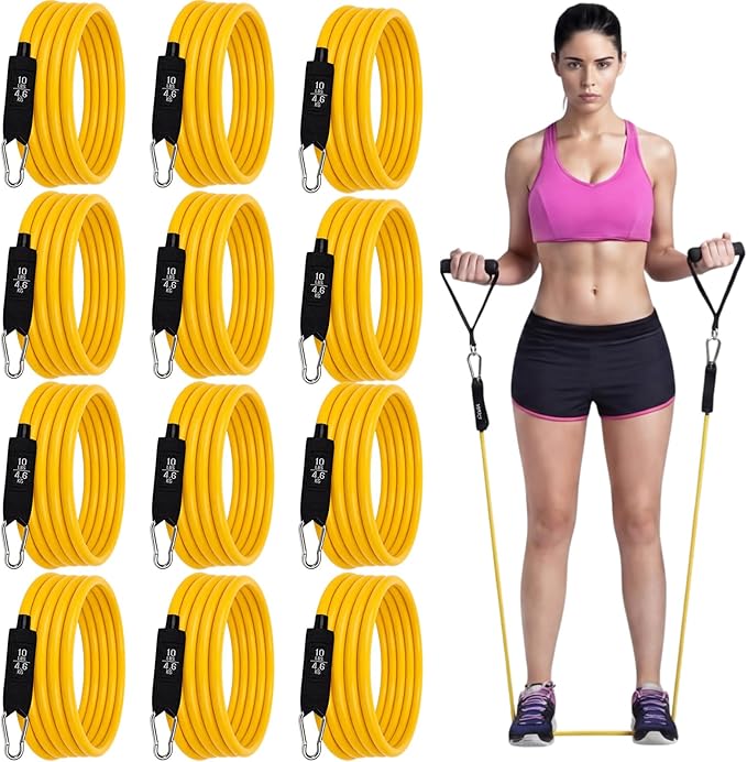 12 Pcs Resistance Bands with Handles Set, Weight Stretch Exercise Workout Bands, Latex Elastic Straps for Men Women Working Out, Strength Training, Home Fitness