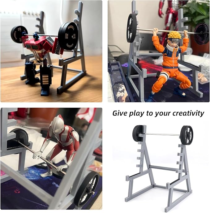 Squat Rack Pen Holder,Desktop Squat Rack with Barbells and Weights,Unique Mini Pen Organizer Barbell Rack Creative Phone Stand for All Fitness Enthusiasts and Weightlifting Fans