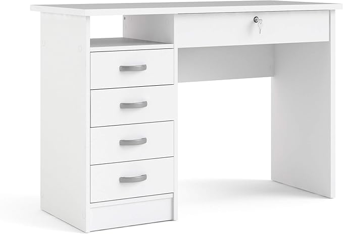 Tvilum Desk with 5 Drawers, White
