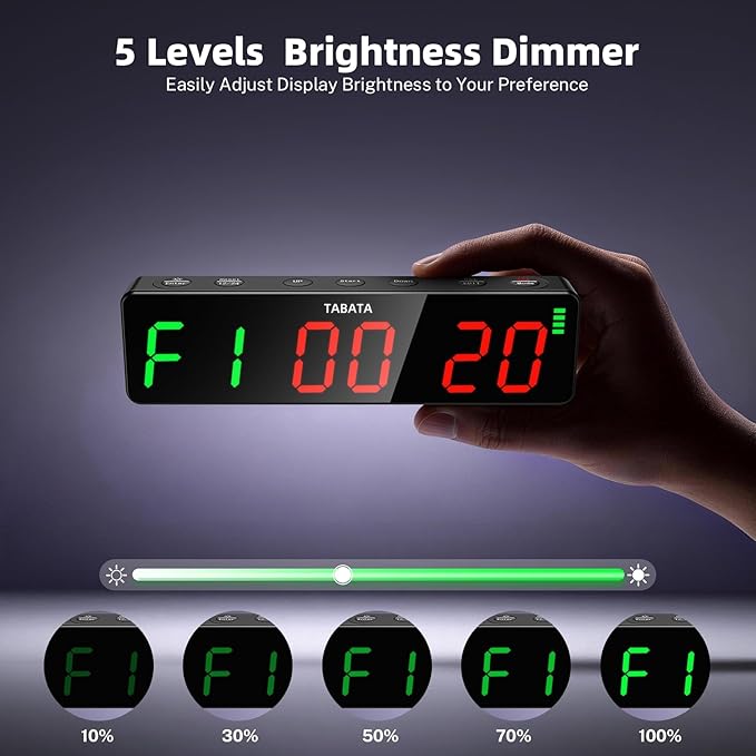 Portable Workout Timer, Workout Clock for Home Gym Garage Boxing, Gym Timer Clock with Strong Magnet, Powerful Battery, Adjustable Brightness for Fitness Enthusiasts Coaches