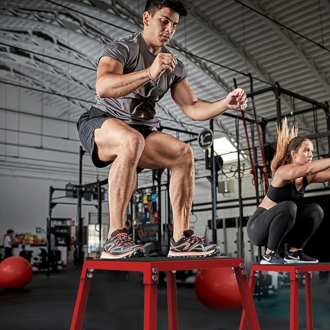 Steel Plyometric Platform and Jumping Box, Anti-Slip Exercise Step Up Box for Strength and Conditioning Training, Durable Home Gym Plyo Box