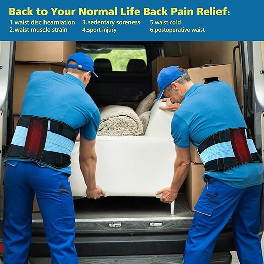 T TIMTAKBO 2.0 Version Lower Back Brace for Pain Relief, Back Brace for Lifting at Work, Back Brace for Herniated Disc and Sciatica, Back Support Belt for Women Men (Blue,L/XL Fit 32"-39")