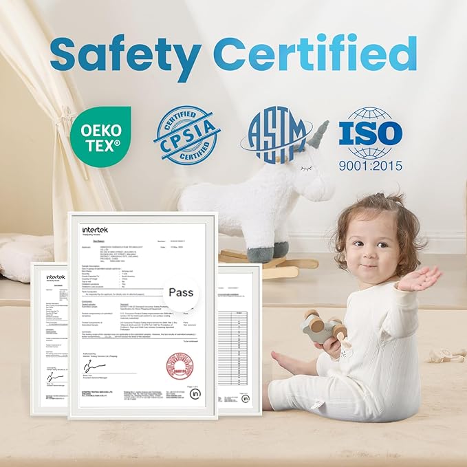 1.3" Thick Baby Play Mat for Floor Playpen, 71x59 Large Foam Tummy Time Mat, Padded Support Soft Plush Nursery Rug for Infant Kids Toddler Crawling Kick Activity (Beige)