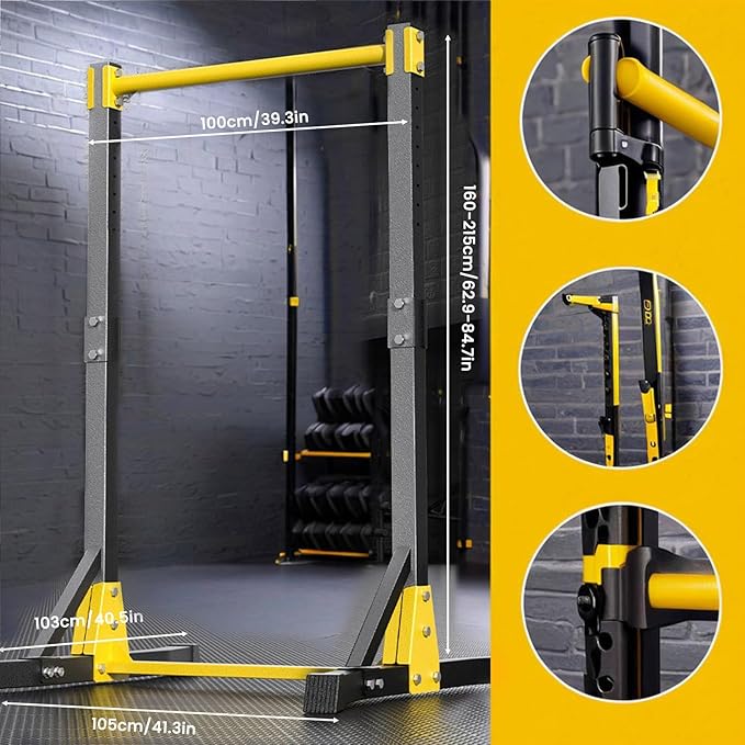 Power Tower Pull Up Bar Station, Height Adjustable Portable Pull Up Station, Free Standing Pull Up Rack Dip Station for Home Gym, Pull Up Tower Station 400LBS with 11 Gears Adjustment