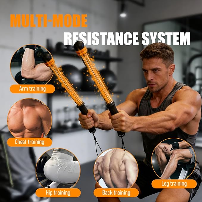 2026 New Ropeless Battle Ropes Adjustable Weight - Weighted Cordless Battle Ropes for Home Gym, with Non-Slip Handles, Heavy Portable Battle Sticks
