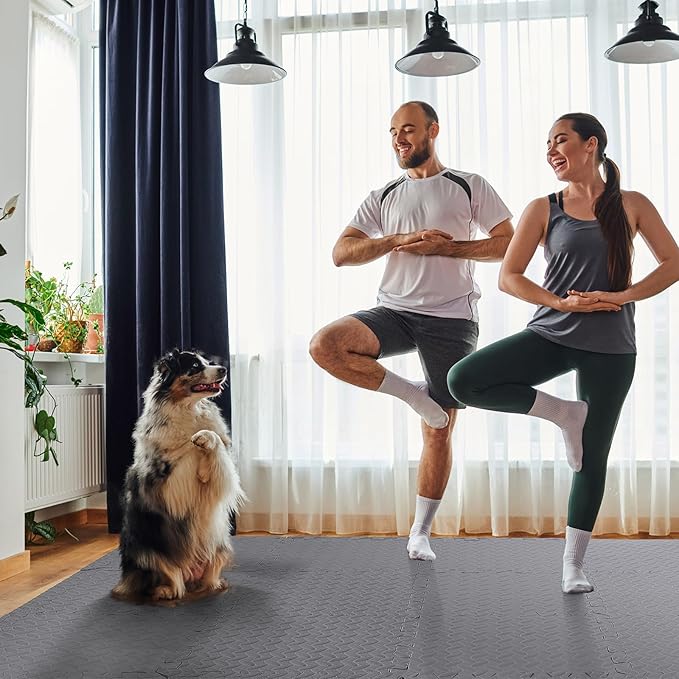 Arrowbash 12x12x1 Inch EVA Thick Interlocking Foam Floor Tiles Puzzle Exercise Mat Foam Mats for Home Gym Pets(Grey,20)