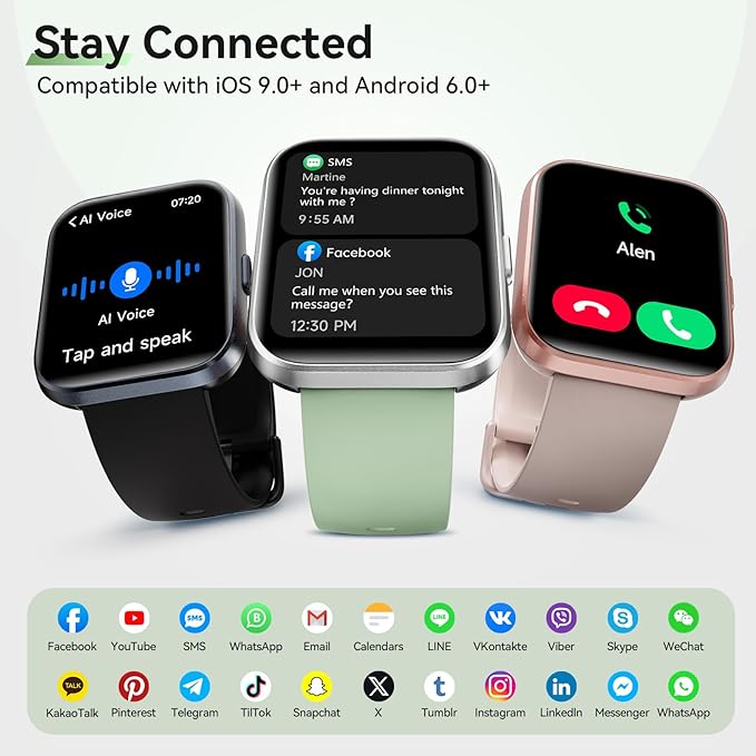 Hingso Smart Watches for Women Men (Android/iPhones), 120+ Sport Modes Fitness Tracker Watch with SpO2/Heart Rate Monitor, Steps/Sleep Tracker, 1.85" HD Smart Watch with Bluetooth Calls/Messages