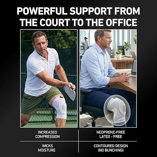 McDavid 4-Way Elastic Knee Sleeve, Compression Knee Support for Pain Relief, Soreness, All-Day Daily Activity White/Grey S