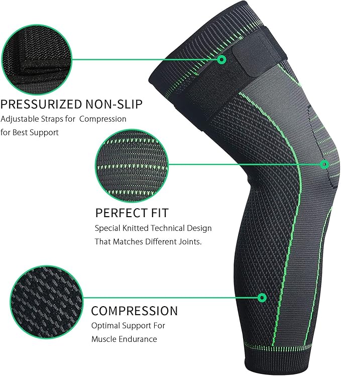 Full Leg Sleeves Long Compression Leg Sleeve Knee Sleeves Protect Leg, for Man Women Basketball, Arthritis Cycling Sport