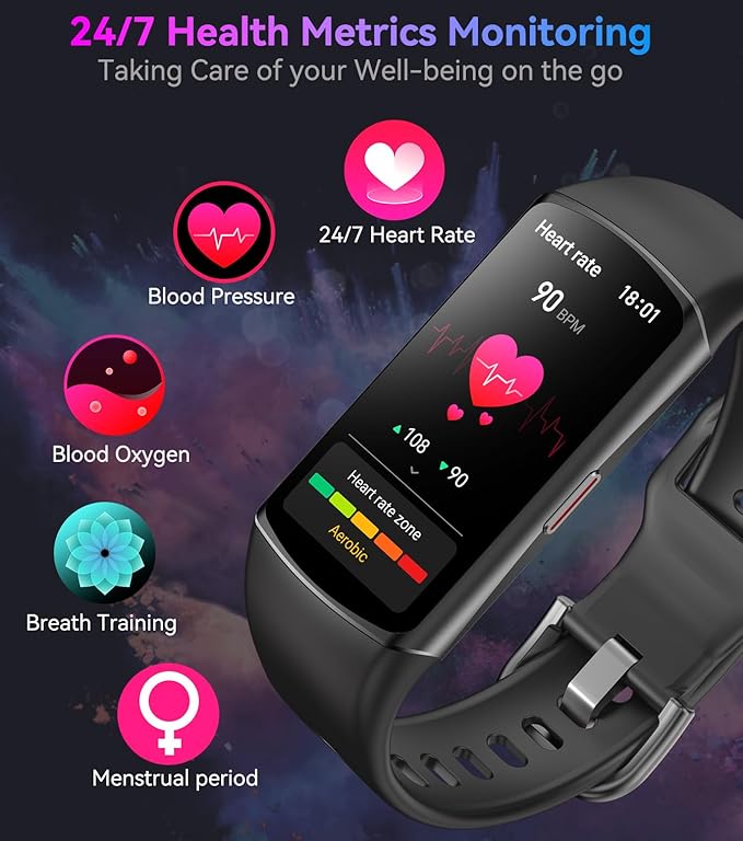 Smart Watch Fitness Tracker with 24/7 Heart Rate, Blood Oxygen Blood Pressure Monitor Sleep Tracker 120 Sports Modes Activity Trackers Step Calorie Counter IP68 Waterproof for Andriod iPhone Women Men