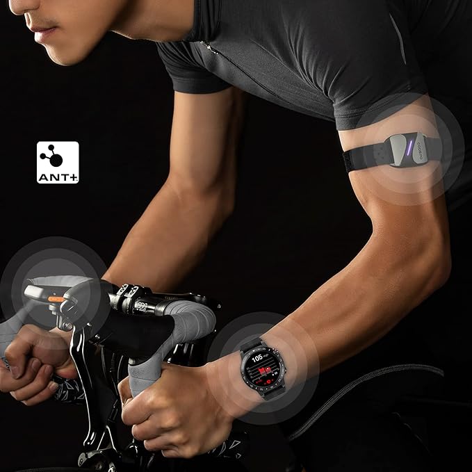 COOSPO Heart Rate Monitor Armband HW807, Bluetooth 5.0 ANT+ HRM with HR Zone LED Indicator, Tracking Heartbeat HRV for Fitness Training, Work with Peloton/Polar/Wahoo/Strava/DDP Yoga