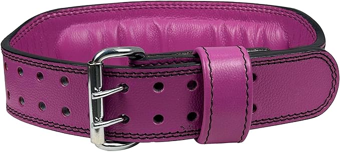 Women's 100% Pure Heritage Full Grain Leather Lifting Belt – Handcrafted with Extra Padding, Double Prong Buckle & Double Stitching (Dark Blue M)