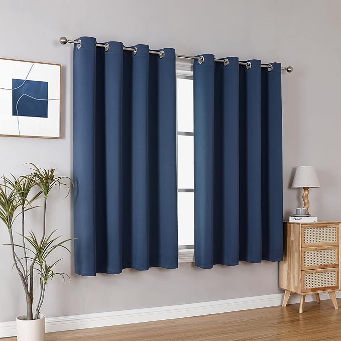 ChrisDowa Grommet Blackout Curtains for Bedroom and Living Room - 2 Panels Set Thermal Insulated Room Darkening Curtains (Stone Blue, 52W x 45L)