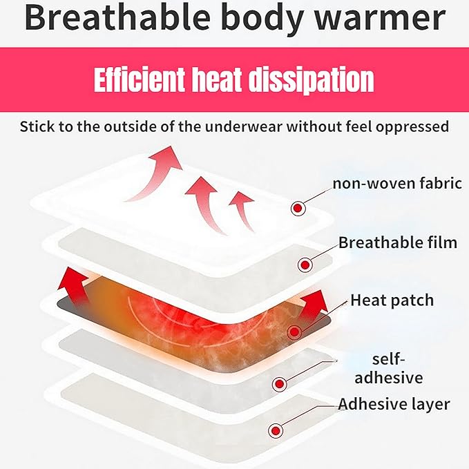 Hot Body Warmers - 40 Pack Disposable Adhesive Patches for Up to 12 Hours of Safe, Natural Heat, Ideal for Outdoor Activities like Skiing, Hiking & More, Fastest Activation for On-the-Go Warmth.