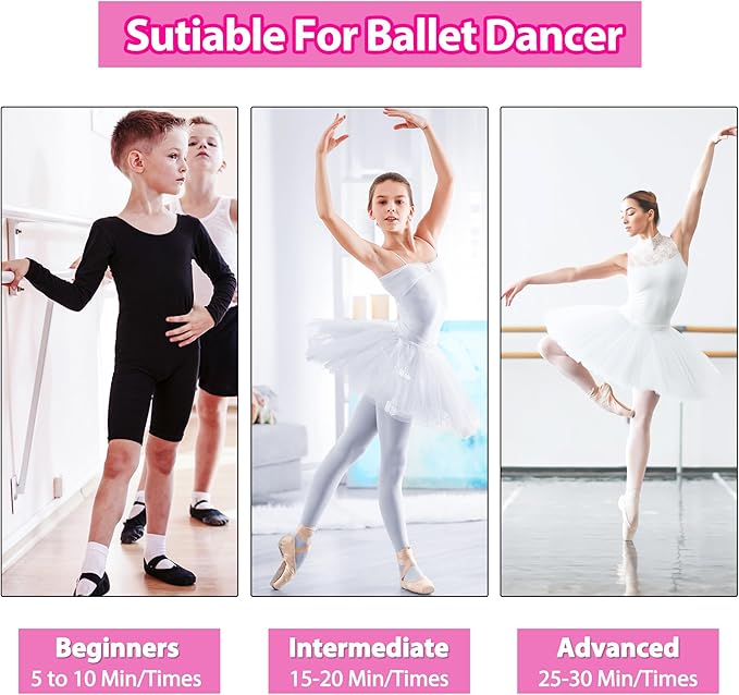 Uboway Ballet Foot Stretcher, Portable Dance Stretching Equipment with Elastic Stretch Band, Two Pads, Leg Strap, Small Bag for Easy Carry, Foot Stretcher for Dancers, Yoga People