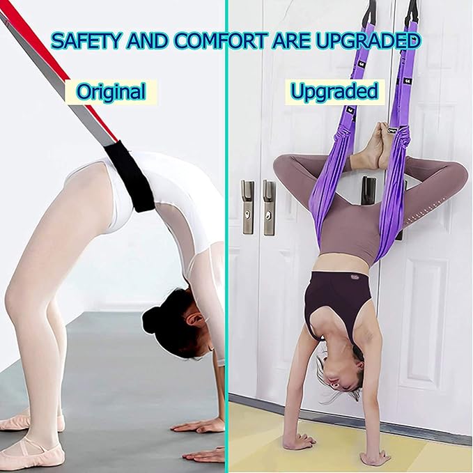 Multi-Purpose Waist Exercise Band - Waist Back Bend Assist Trainer Flexibility & Yoga Stretching Leg Stretcher Strap w/Door Anchor for Dance Gymnastics Training Fitness