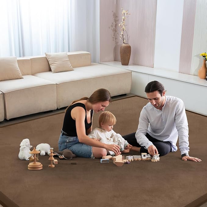 Baby Play Mat for Floor Nursery Rug Muscle Mat Area Rug Playroom Rug 59"x59" Playpen Mat Memory Foam 1.3" Thick Crawling Mat for Babies,Toddlers, Infants, Kids,Chestnut