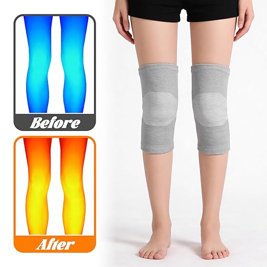 2 PCS Bamboo Charcoal Knee Sleeve Compression Knee Sleeve Elastic Thicken Warm Knees Brace for Arthritis Pain Enhanced Comfort Running Cycling Ski Dance Men Women (X-Large)