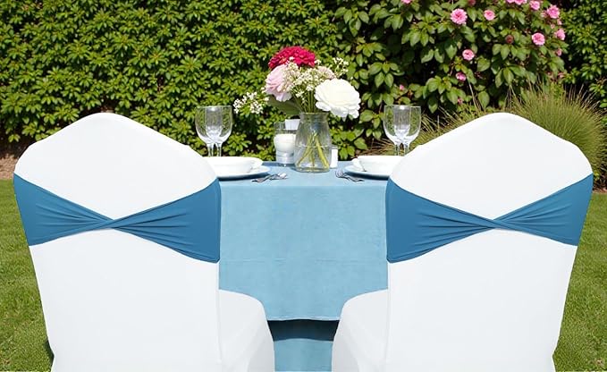 VDS Pack of 300 PCS | Dark Teal | Spandex Chair Sashes Bows Without Buckle | Stretch Elastic Banquet Universal Folding Chair Band Tie with for Wedding Party Conference Celebration Event Decoration