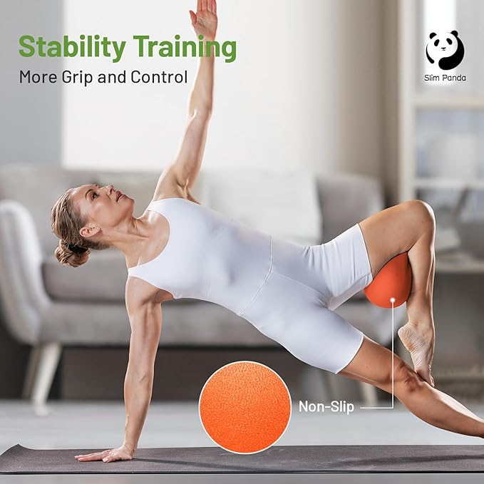Slim Panda Pilates Ball, 9 Inch Small Exercise Ball, Anti Burst Mini Yoga Ball for Stability, Workout, Barre, Core Strength, Physical Therapy, Balance, Stretching