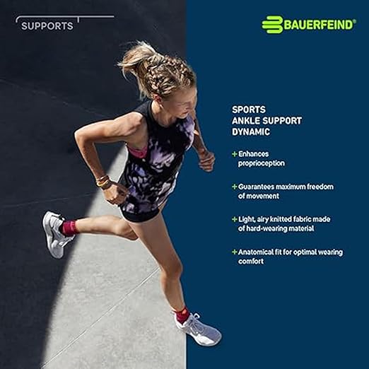 Bauerfeind Sports Ankle Support Dynamic - Ankle Compression Sleeve for Freedom of Movement - 3D AirKnit Fabric for Breathability - Premium Quality & Washable (XXL, All Black)