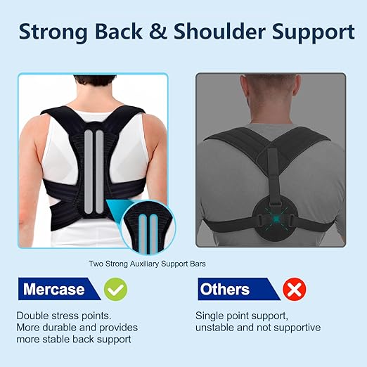 Mercase Professional Posture Corrector for Men & Women, Maximum Support Back Brace, Adjustable & Rigid for Upper Back Pain, Shoulder Relief, Spine Alignment, Stops Slouching, Extra Large(39-50 in)