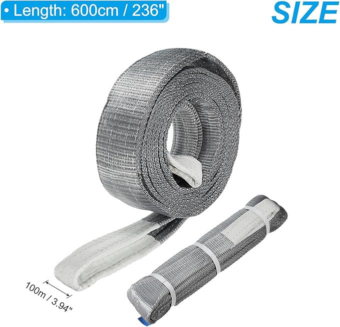 PATIKIL Lifting Slings Straps, 1 Pcs Polyester 19ft Heavy Web Slings Duty Flat Lifting Belts Pull Lifting Straps Slings Mount(8818lbs), Grey