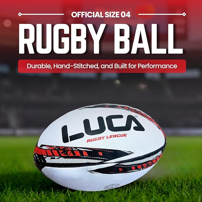 LUCA Rugby Ball Youth and Adult Sizes 3, 4 & 5 - Hand Stitched Super Grip Training Ball - Durable 3-Ply Waterproof Surface for College & Club Practice