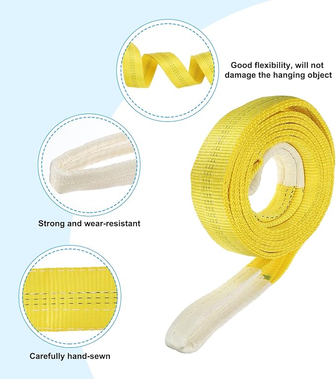 PATIKIL Lifting Slings Straps, 1 Pcs Polyester 12ft Heavy Web Slings Duty Flat Lifting Belts Pull Lifting Straps Slings Mount(6613lbs), Yellow