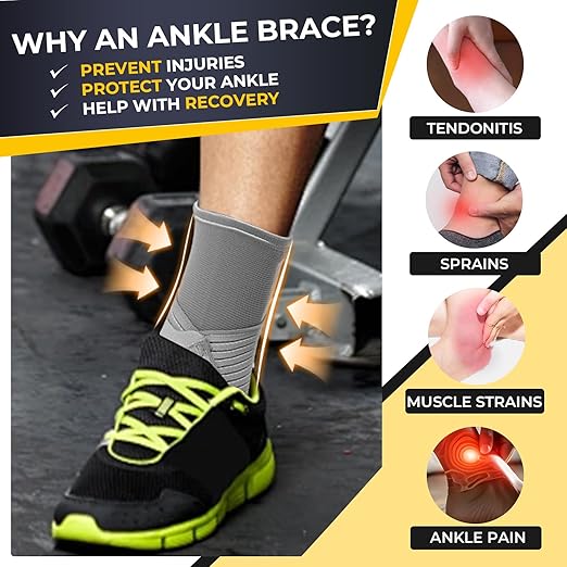NeoTech Care Adjustable Ankle Support Brace (Gray, Size L, 1 Unit)