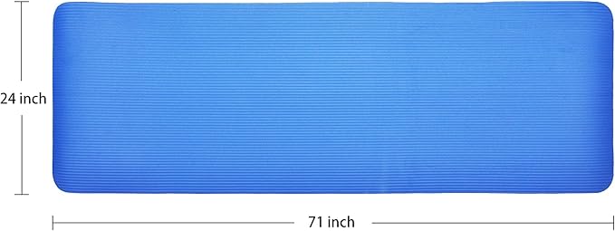 Signature Fitness 71x24 Inches Extra Thick Yoga Mat 1-Inch High-Density Foam – Roll-Up Exercise Pad with Double-Sided Non-Slip Surface and Carrying Strap for Pilates and Home Workouts, Multiple Colors