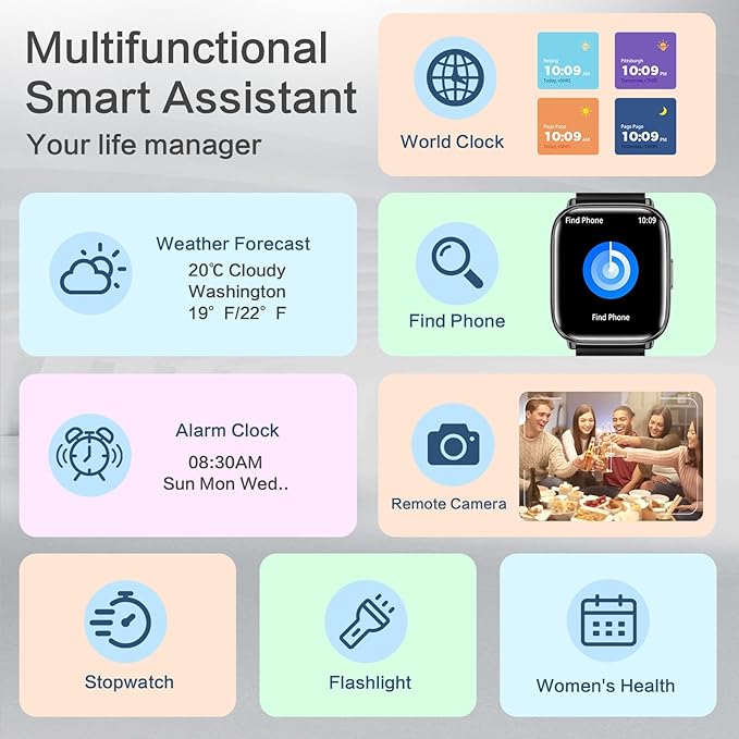 Smartwatch for Women, 1.75" AMOLED Smart Watch with Bluetooth Call (Make/Answer), AI Da GPT, Fitness Tracker with BP Heart Rate Monitor, Reloj Inteligente para Mujer for iPhone Android