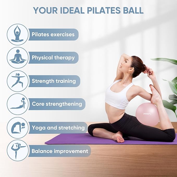 APEXUP 9 Inch Pilates Ball Small Exercise Ball for Yoga, Fitness, Balance, Core Workout, Physical Therapy