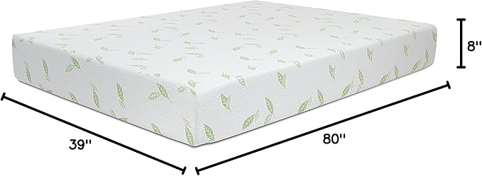 NapQueen Twin XL Size, 8 Inch Anula Green Tea Infused Memory Foam Mattress, Bed in a Box, CertiPUR-US Certified Mattress