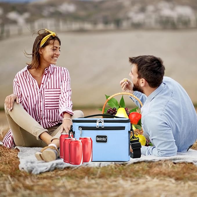 BEIMILY Lunch Box for Men/Women,Small Insulated Lunch Bag,Reusable LunchBox for work Picnic Hiking Beach,Leakproof Soft Cooler Tote Bag Organizer with Adjustable Shoulder Strap for Adults (Sky Blue)
