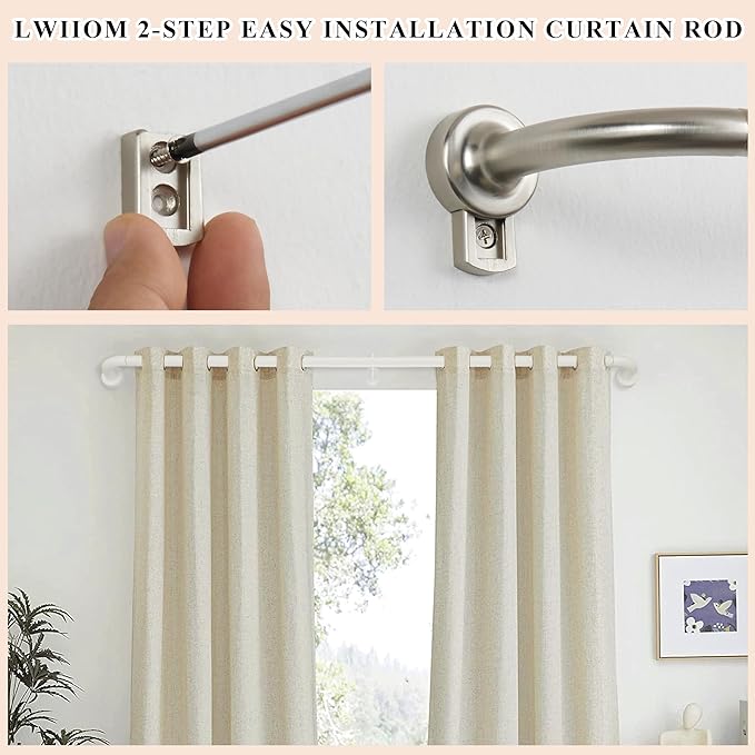 Brushed Nickel Curtain Rods for Windows 100-150",1 Inch Disc Wrap Around Curtain Rod with Aluminum Finials and Brackets,No Screw Disassembly Adjustable Blackout Curved Room Darkening Curtain Rod