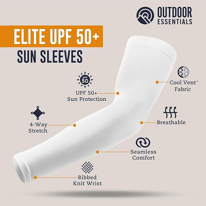OutdoorEssentials UV Sun Protection Arm Sleeves - Compression Arm Sleeve, UV Arm Sleeves Men, Women - Golf Cooling Sleeves