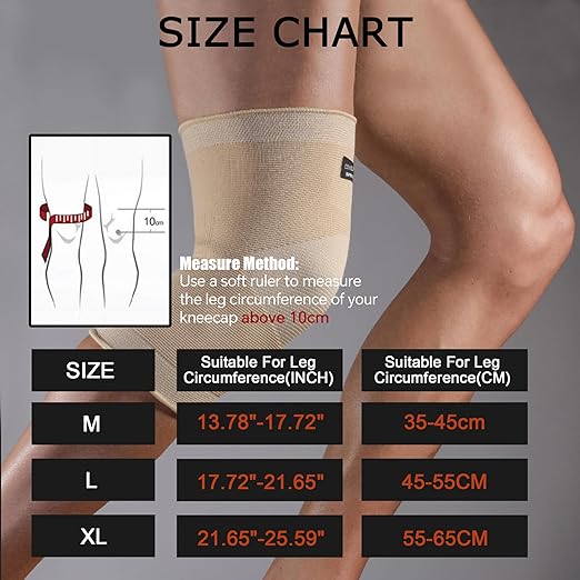 Knee Brace for Pain Relief - Knee Compression Sleeves for Men and Women, Knee Support Leg Brace for Meniscus Tear, Running, Weightlifting, Workout, ACL, Arthritis, Joint Pain Relief(Nude,M)