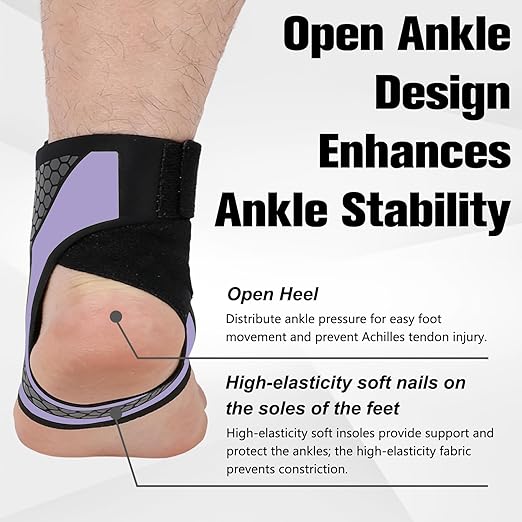 Ankle Brace Compression Support Stabilizer,Adjustable Lace-Up Ankles Sock Sports Basketball Sprain Recovery Men Women Foot Orthopedic Grade Tendonitis Protection Plantar Fasciitis Relief, Purple