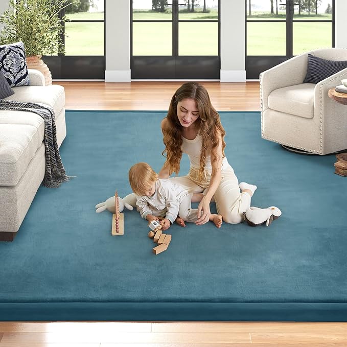 Baby Play Mat for Floor Nursery Rug Muscle Mat Area Rug Playroom Rug 59"x79" Playpen Mat Memory Foam 1.3" Thick Crawling Mat for Babies,Toddlers, Infants, Kids,Indigo